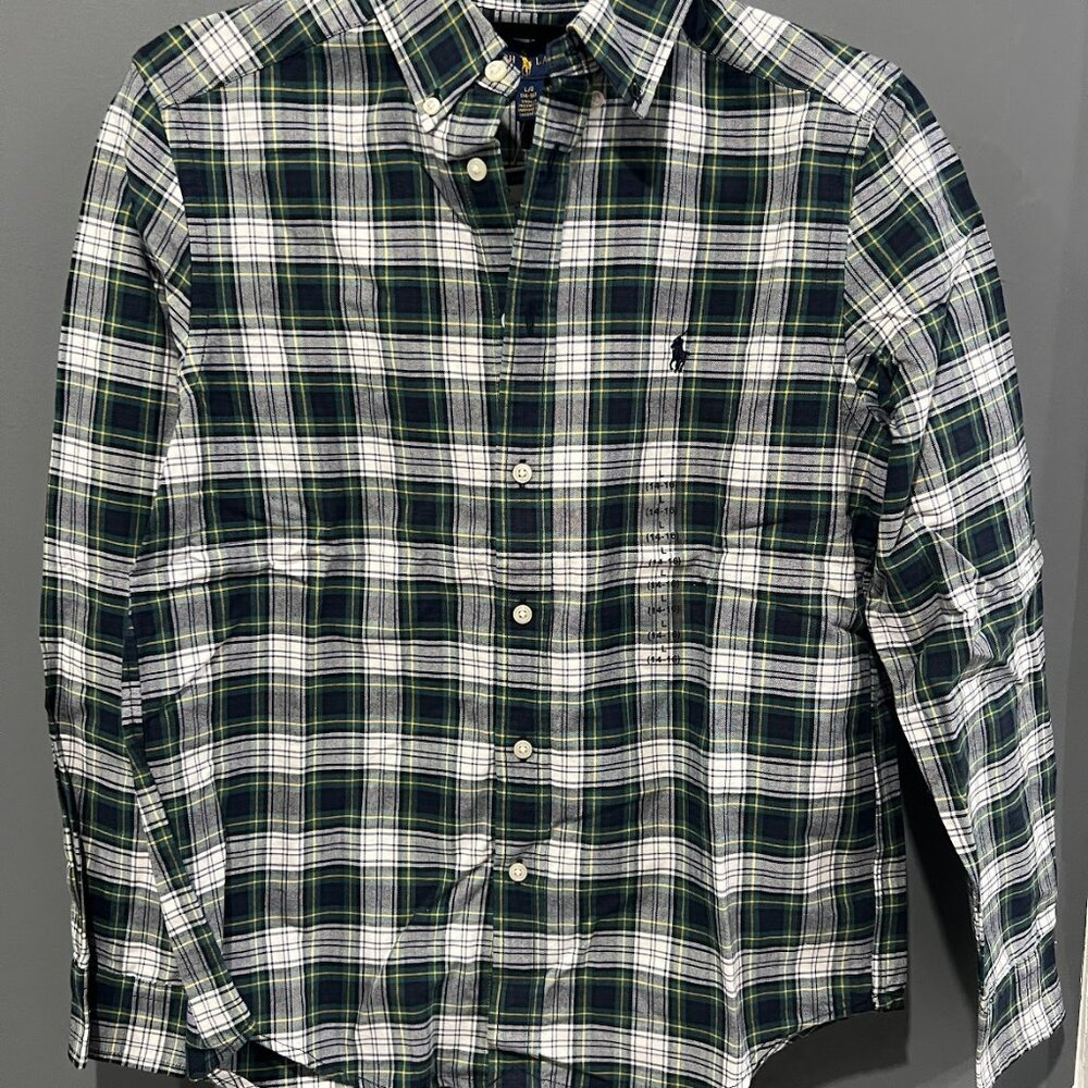Polo Ralph Lauren Boys Button-Up Shirt Size Large | Plaid | NWT
